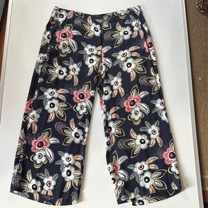 LOFT Dark Blue Floral Wide Leg Pants